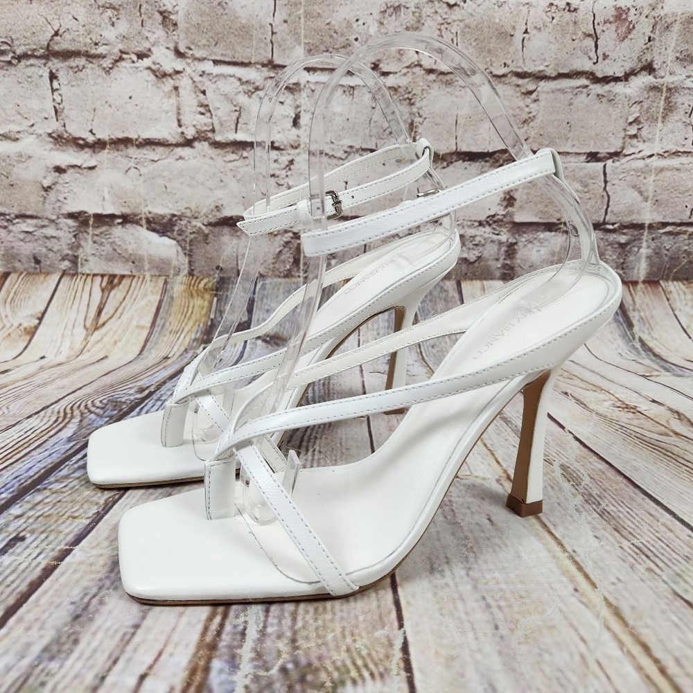 Tony Bianco White Minimalist Ankle-Strap Stiletto Sandals